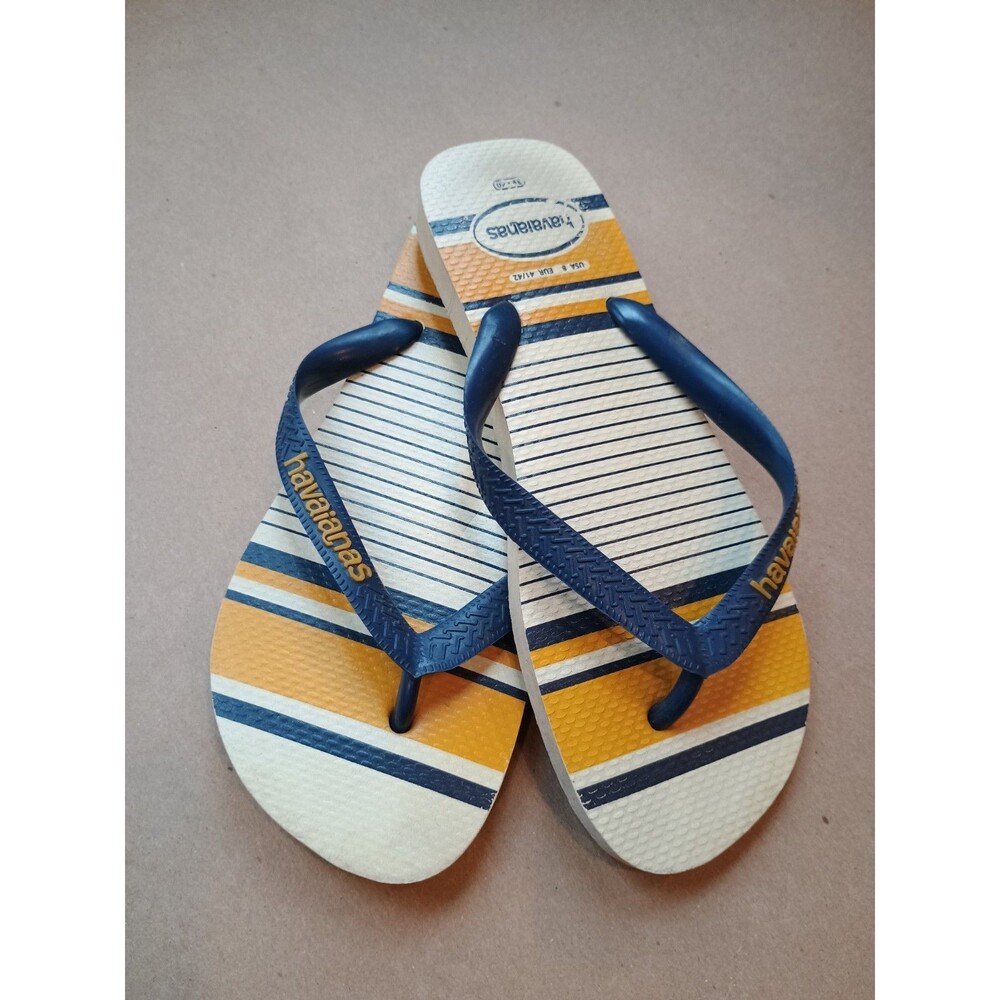 Havaianas Top Nautical StripE  Flip Flops Navy White Men's Size 8